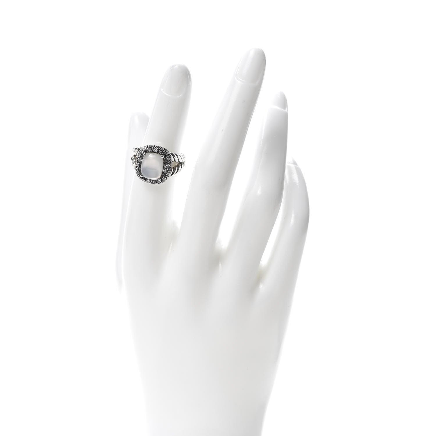 David Yurman Sterling Silver Diamond Moonlight Ice Ring 49 5 2 of 5