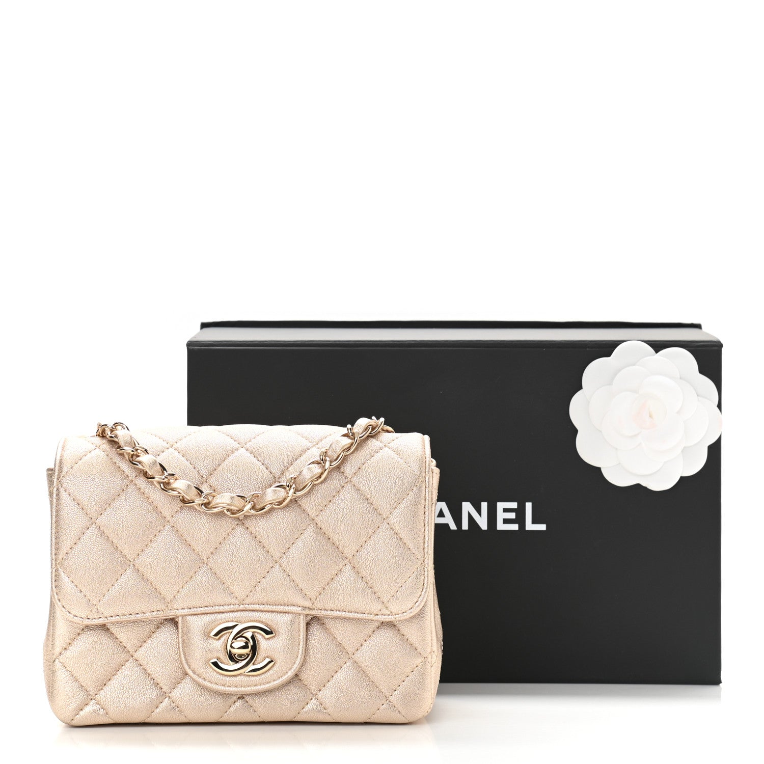 Chanel Metallic Lambskin Quilted Mini Square Flap Gold 10 of 10