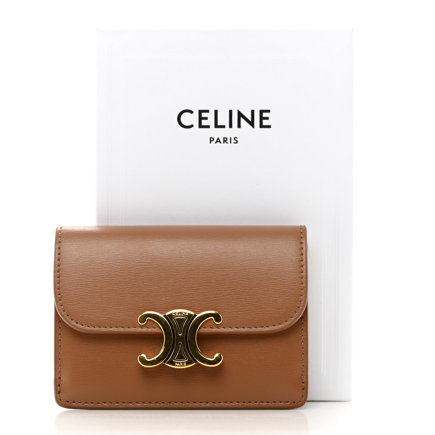 Celine Shiny Calfskin Triomphe Flap Card Holder Bronze 8 of 8