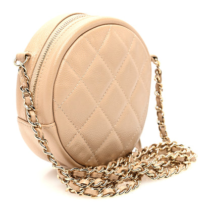 Chanel Caviar Quilted Round Clutch With Chain Beige 3 of 10