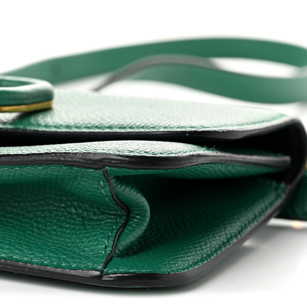 Grainy Calfskin VSling Belt Bag English Green