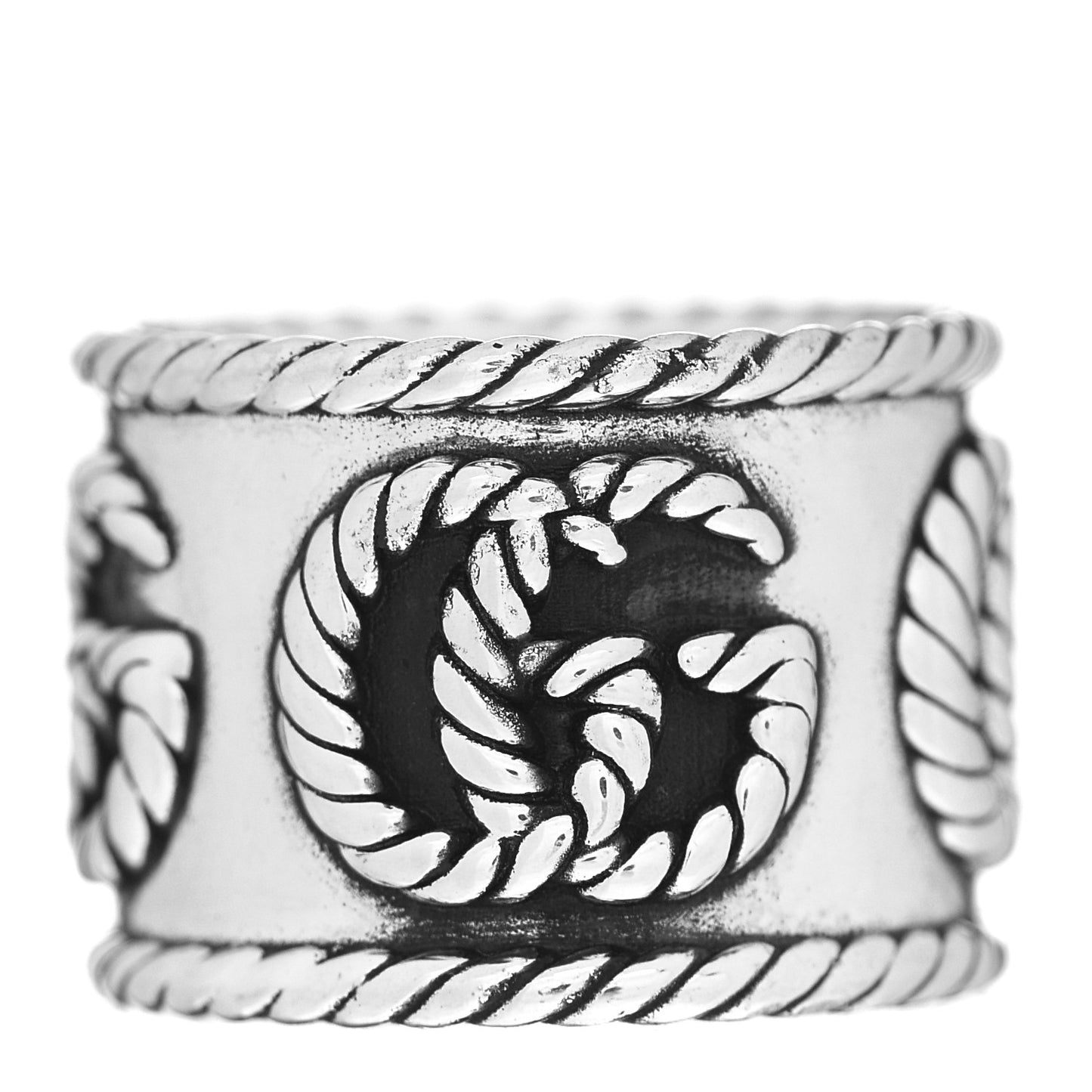 Sterling Silver Wide GG Marmont Ring 50 5.25