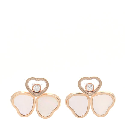 Chopard 18K Rose Gold Diamond Mother of Pearl Floating Happy Hearts Wings Earrings 1 of 5