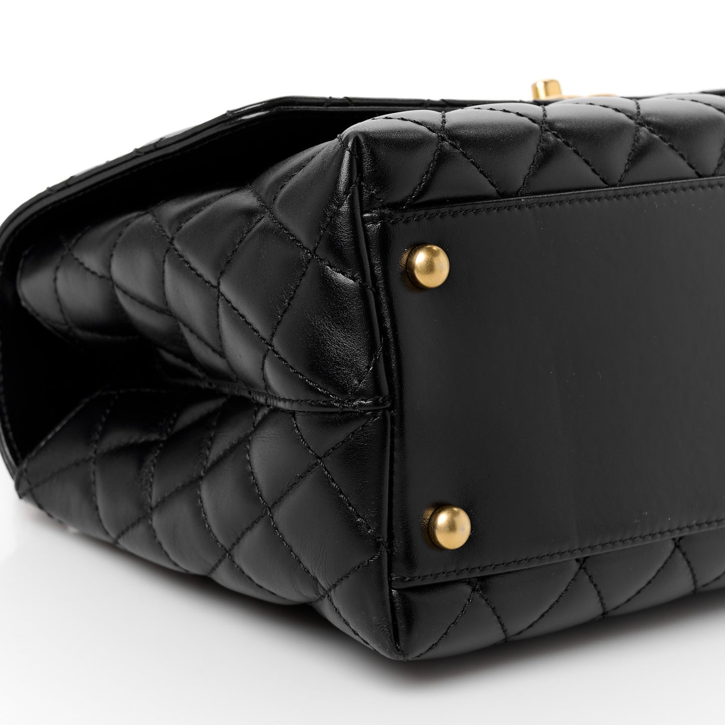 Calfskin Quilted Small Coco Chain Handle Flap Black