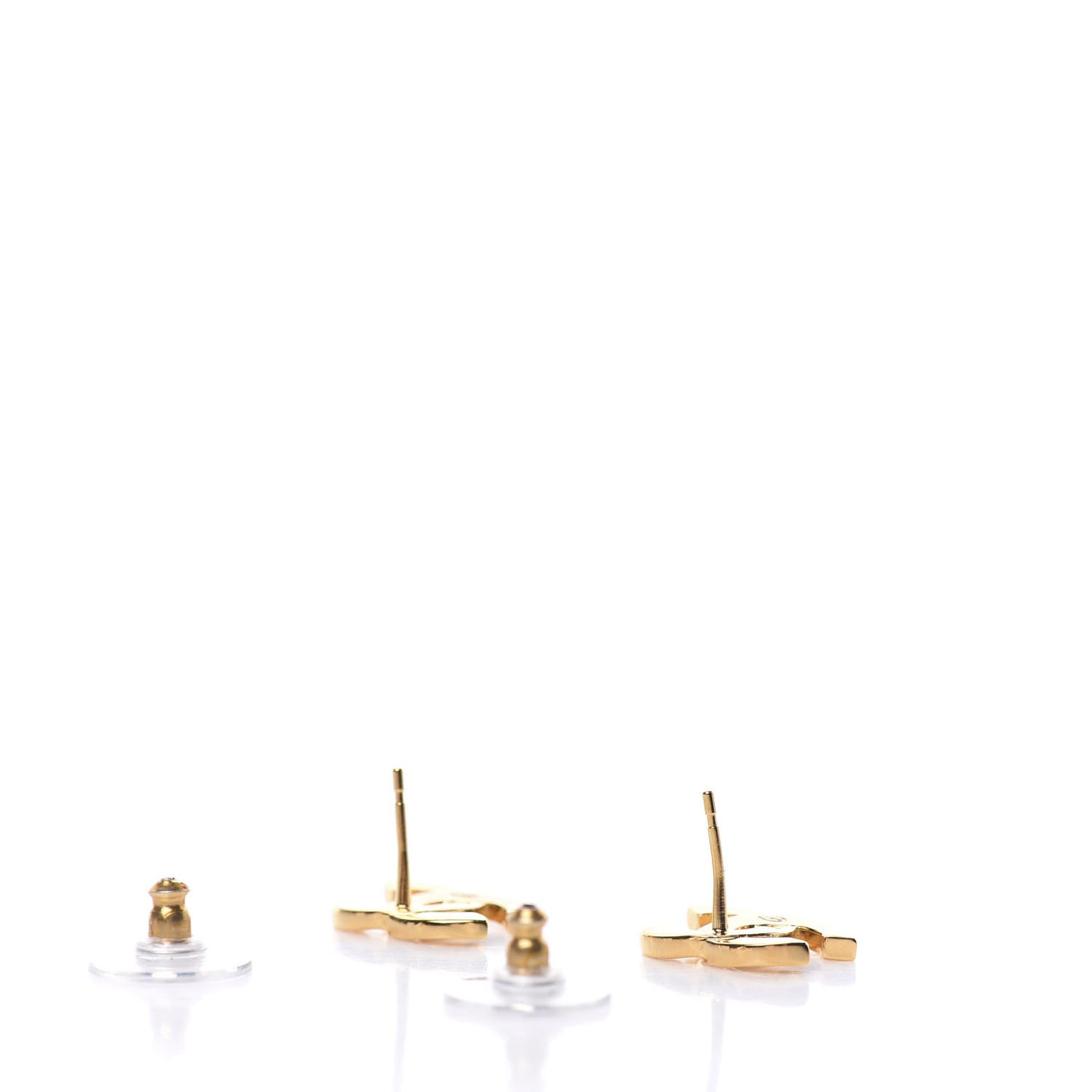 Metal CC Paris Button Stud Earrings Gold