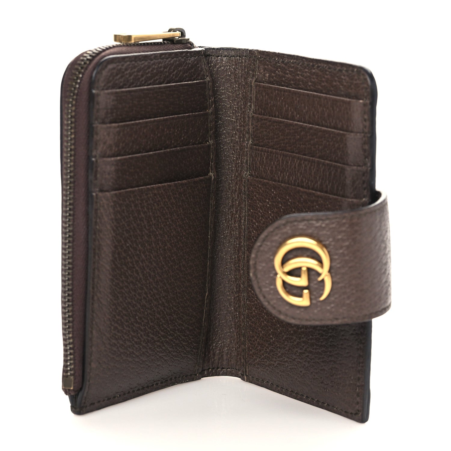 Gucci GG Supreme Monogram Textured Dollar Calfskin Web Ophidia Overlay Zip Around Card Case Wallet Beige Ebony New Acero 5 of 6