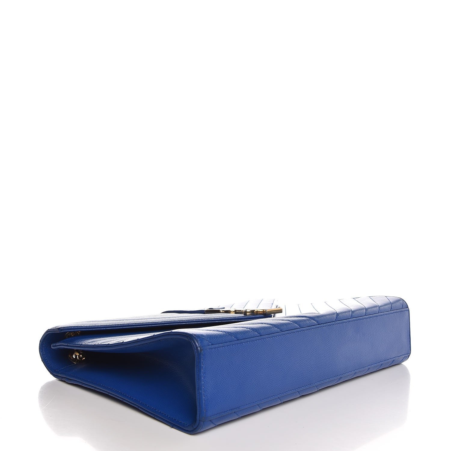 Saint Laurent Grain De Poudre Matelasse Chevron Large Monogram Satchel Blue 4 of 8