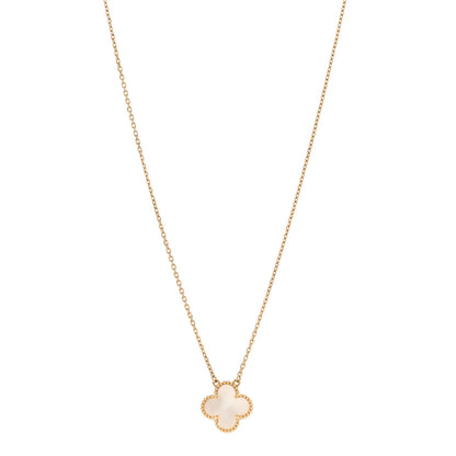 Van Cleef & Arpels 18K Yellow Gold Mother of Pearl Vintage Alhambra Pendant Necklace 1 of 6