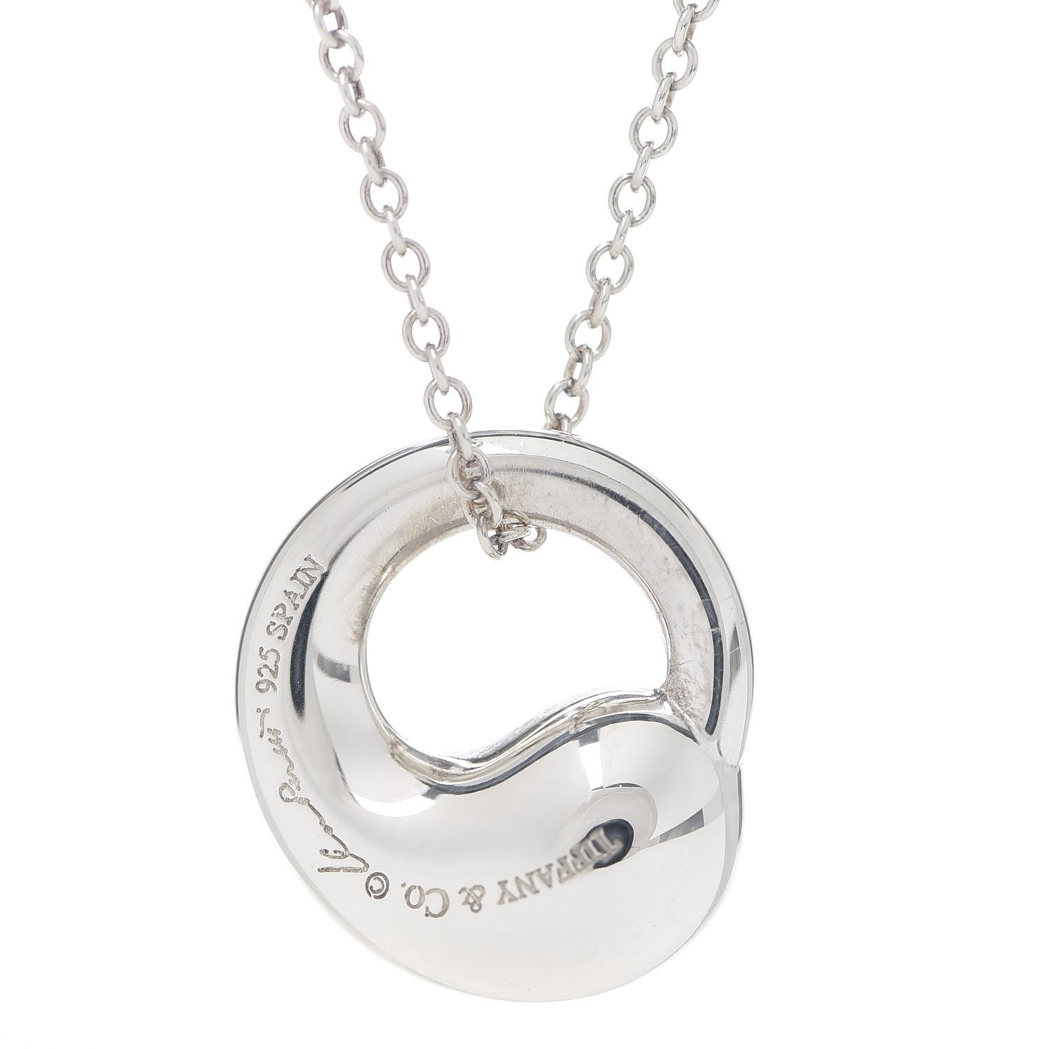 Tiffany Sterling Silver 12mm Elsa Peretti Eternal Circle Pendant Necklace 4 of 7