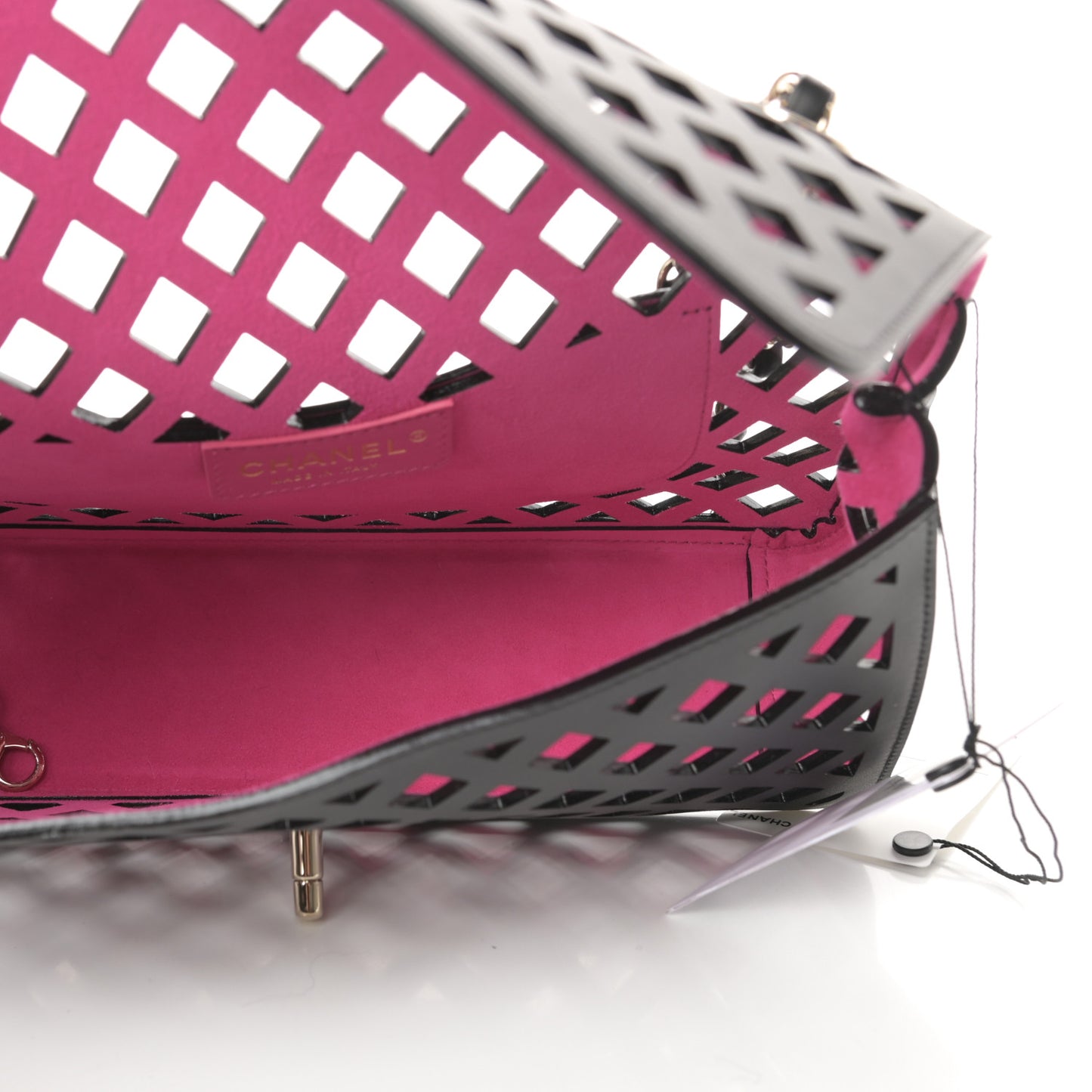 Lambskin Sea Through Flap Black Multicolor