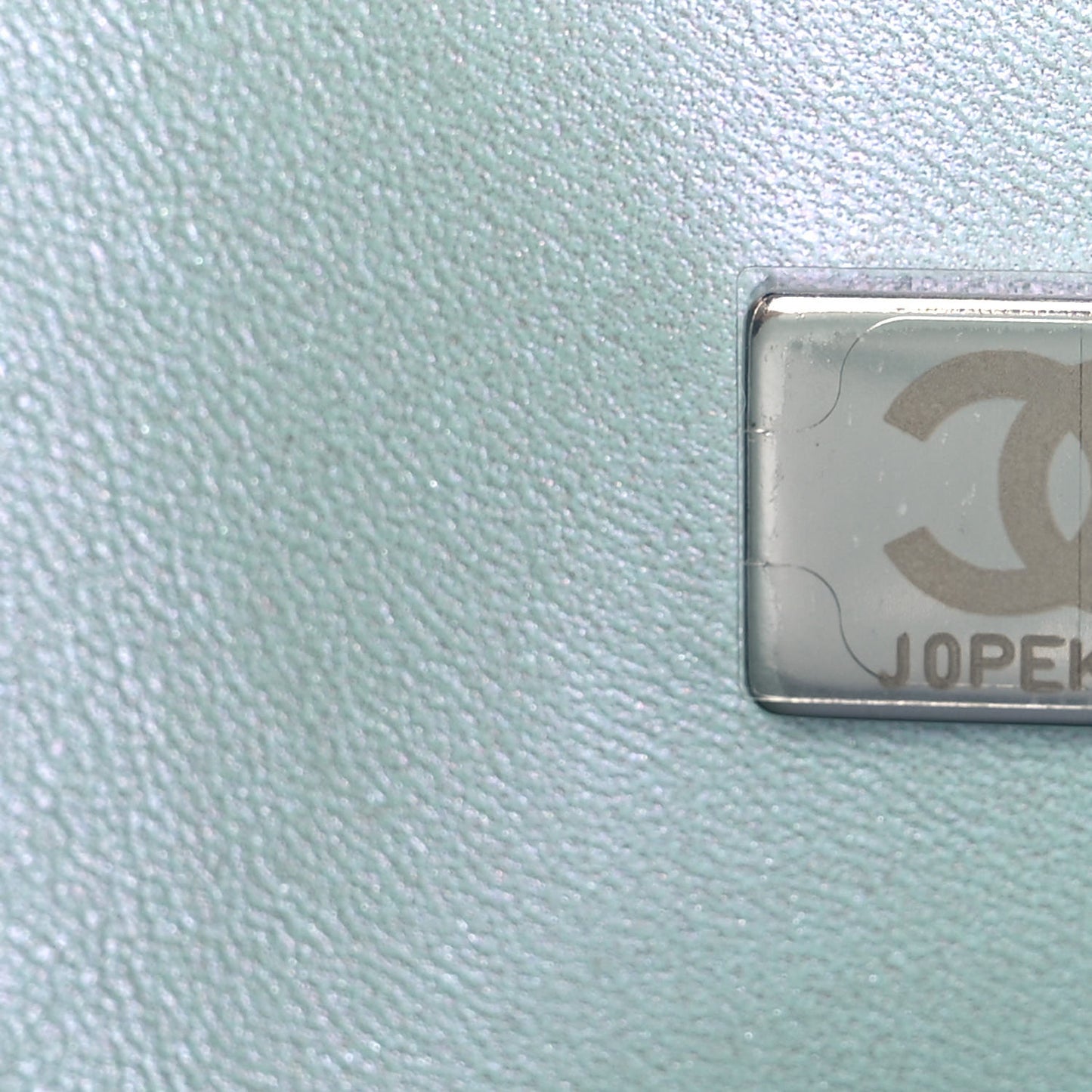 Iridescent Calfskin Quilted Medium Double Flap Light Blue