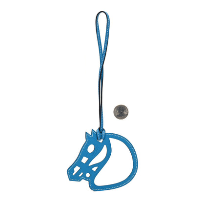 Hermes Swift Paddock Cheval Horse Bag Charm Bleu Zanzibar 2 of 4