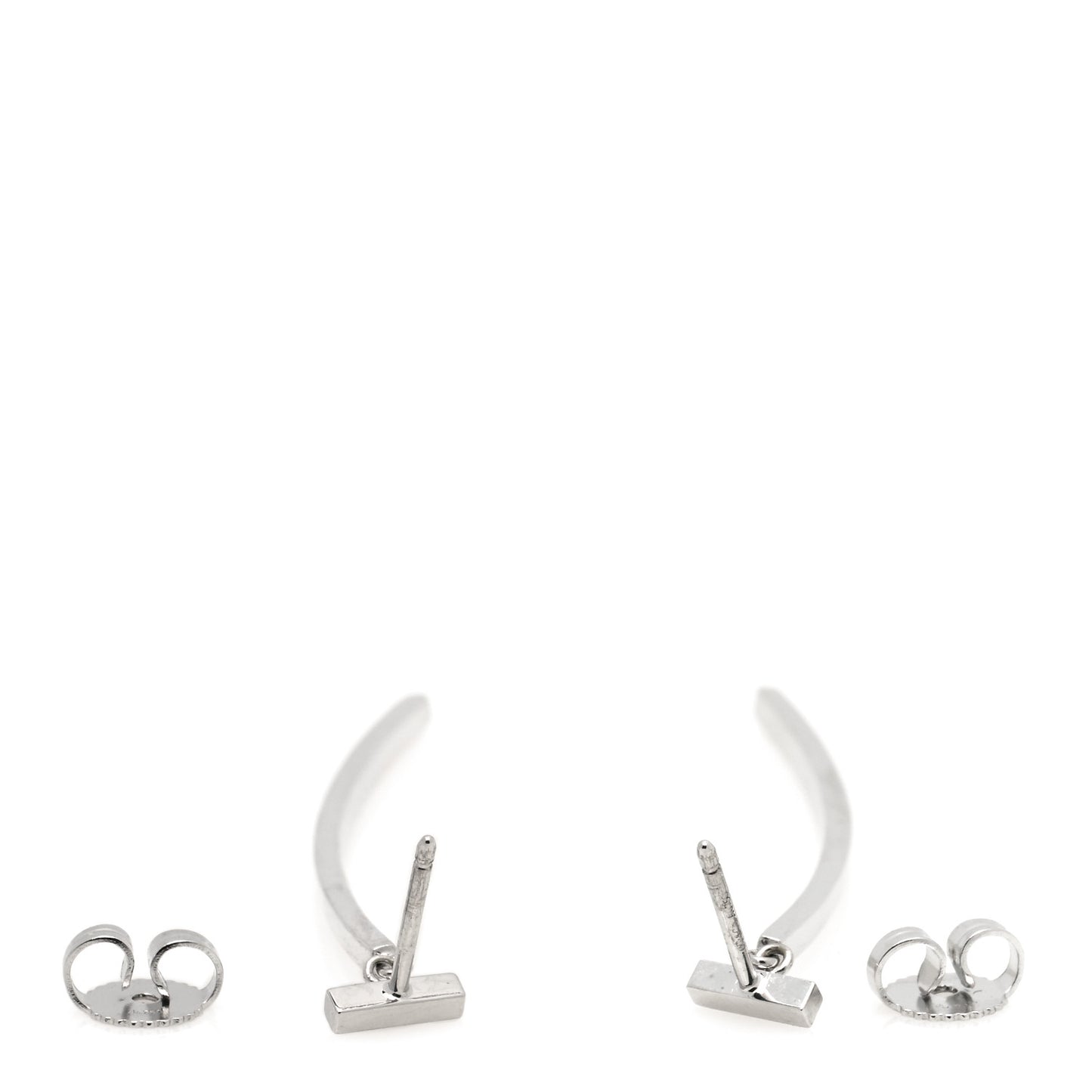 18K White Gold T Bar Earrings