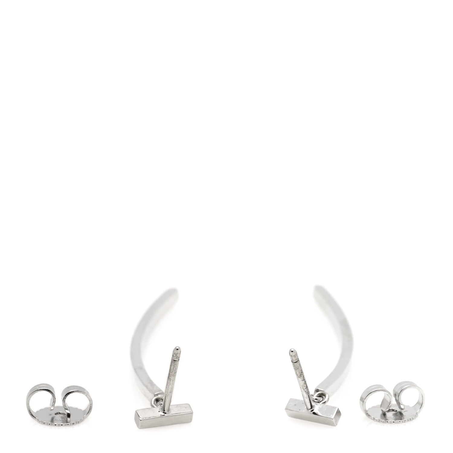 Tiffany 18K White Gold T Bar Earrings 3 of 4