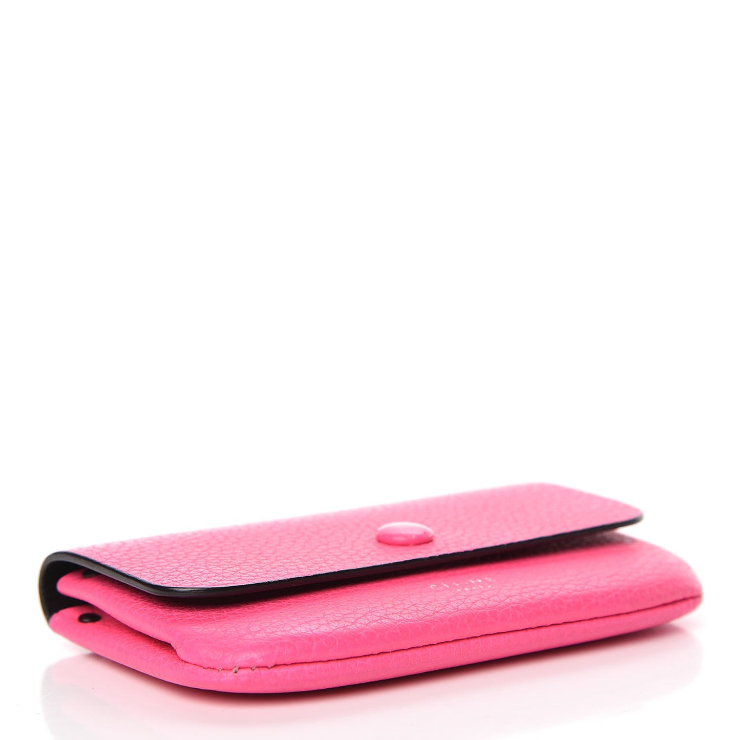 Calfskin Flap Card Holder Fluo Pink