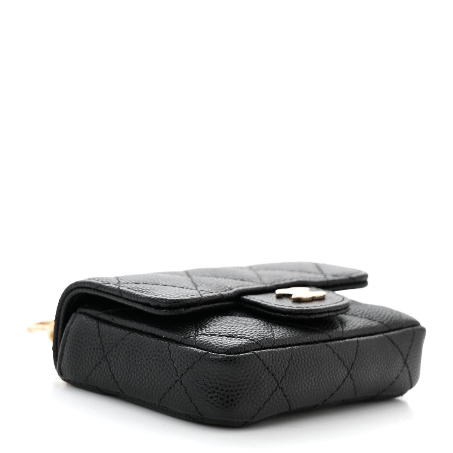 Caviar Quilted Mini Chain Belt Bag Black