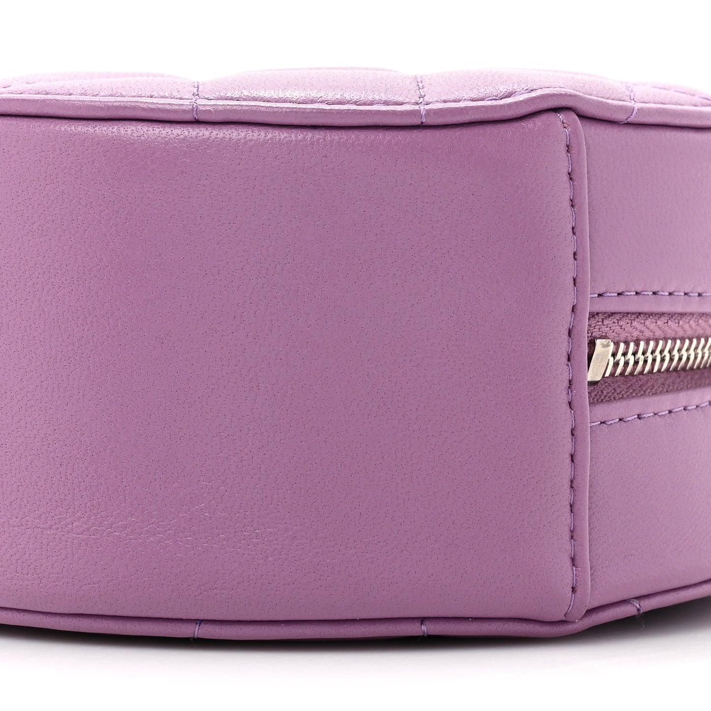 Lambskin Quilted Round Clutch With Chain Purple