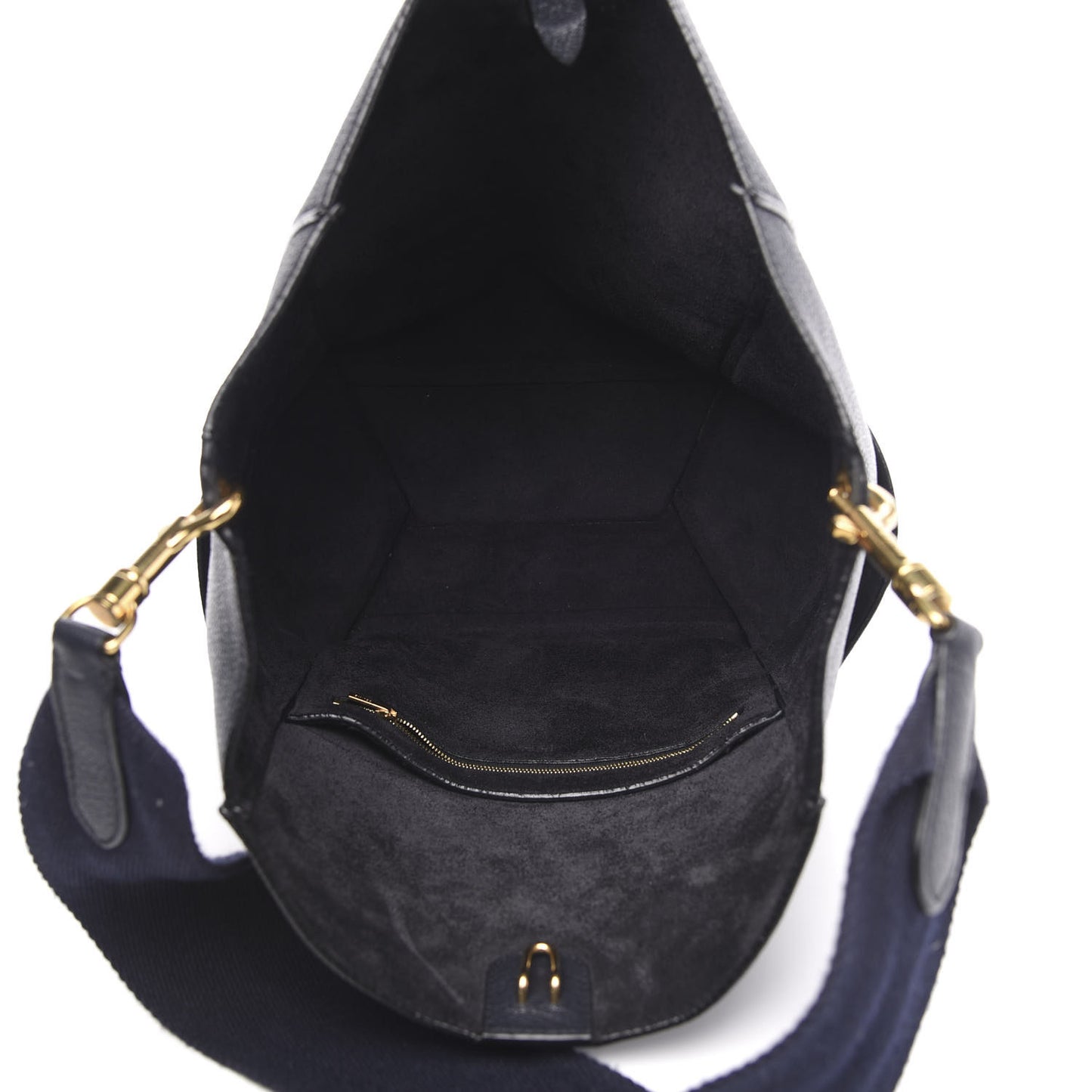 Soft Grained Calfskin Sangle Bucket Bag Navy Blue
