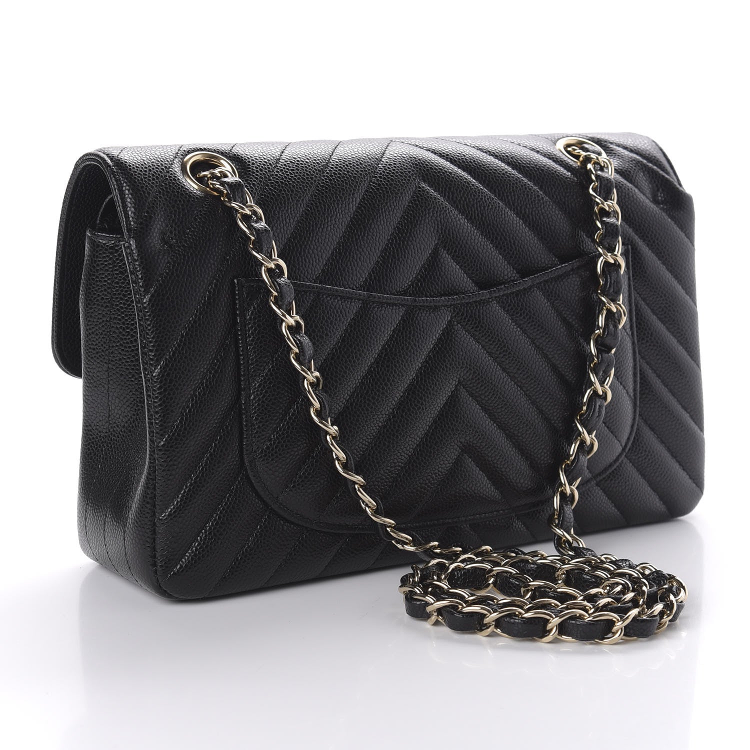 Chanel Caviar Chevron Quilted Small Double Flap Black 4 of 12
