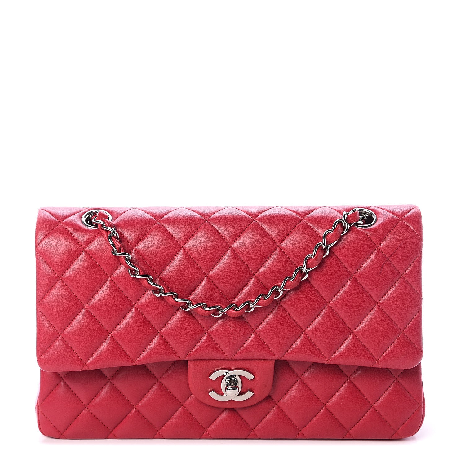 Chanel Lambskin Quilted Medium Double Flap Dark Pink 1 of 8