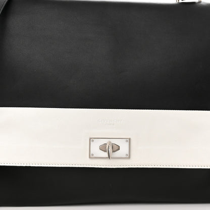 Givenchy Grained Calfskin Medium Bi-Color Shark Lock Satchel Black White 7 of 10