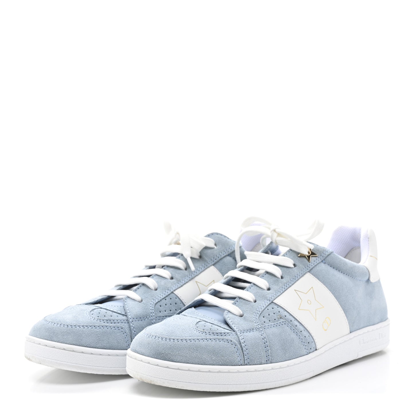 Calfskin Suede Dior Star Low Top Sneakers 38 Blue