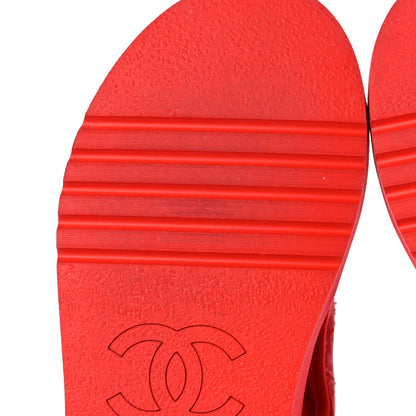 Chanel Goatskin Fabric Gladiator Sandals 36.5 Dark Red Light Pink 7 of 13