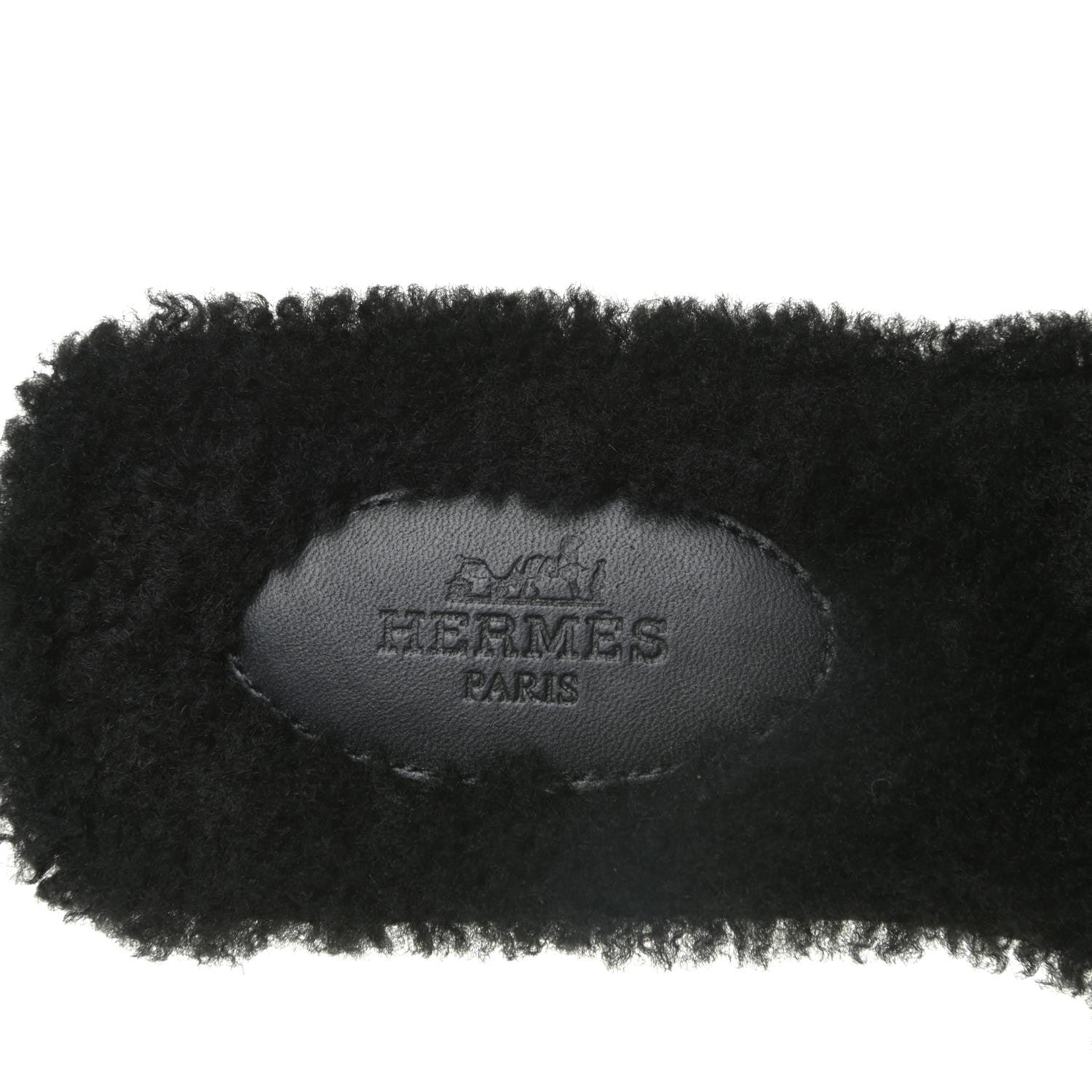 Hermes Woolskin Oran Sandals 38 Black 10 of 14
