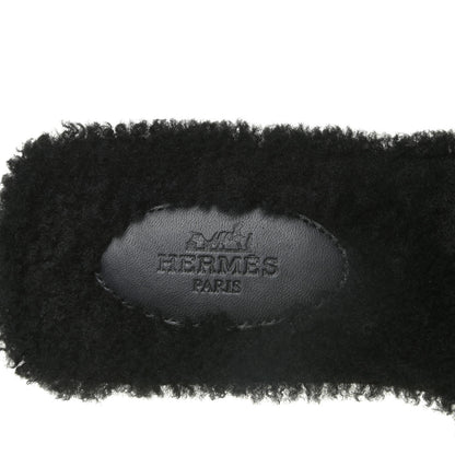 Hermes Woolskin Oran Sandals 38 Black 10 of 14