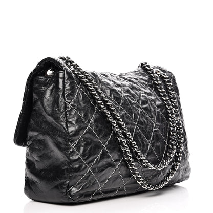 Chanel Glazed Goatskin Double Stitch Maxi Flap Black 3 of 10