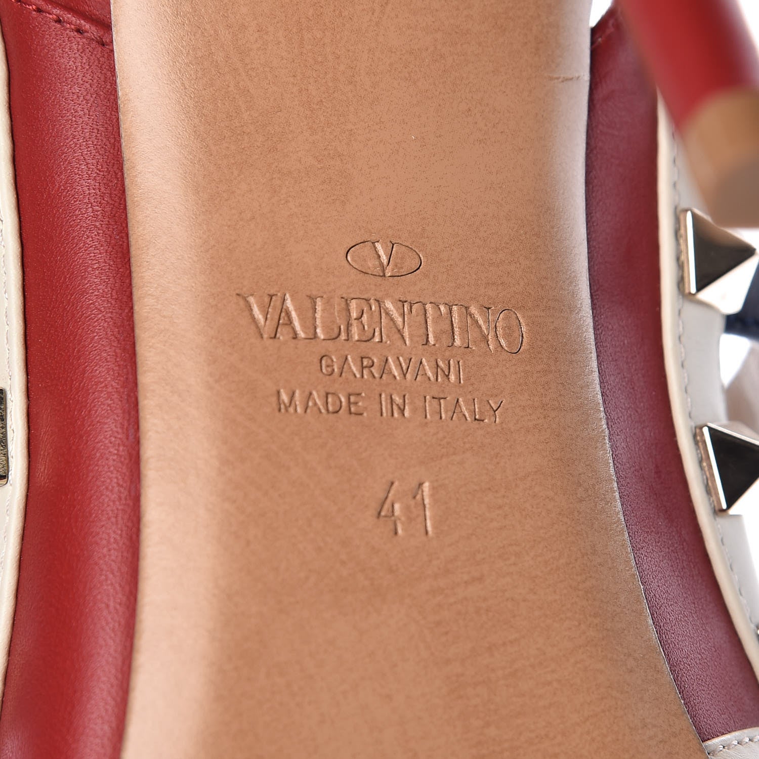 Valentino Garavani Nappa Rockstud Ankle Strap 100mm Pumps 41 Rosso Valentino Ivory Pure Blue 6 of 10