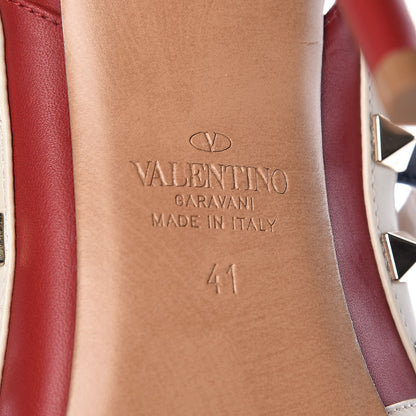 Valentino Garavani Nappa Rockstud Ankle Strap 100mm Pumps 41 Rosso Valentino Ivory Pure Blue 6 of 10