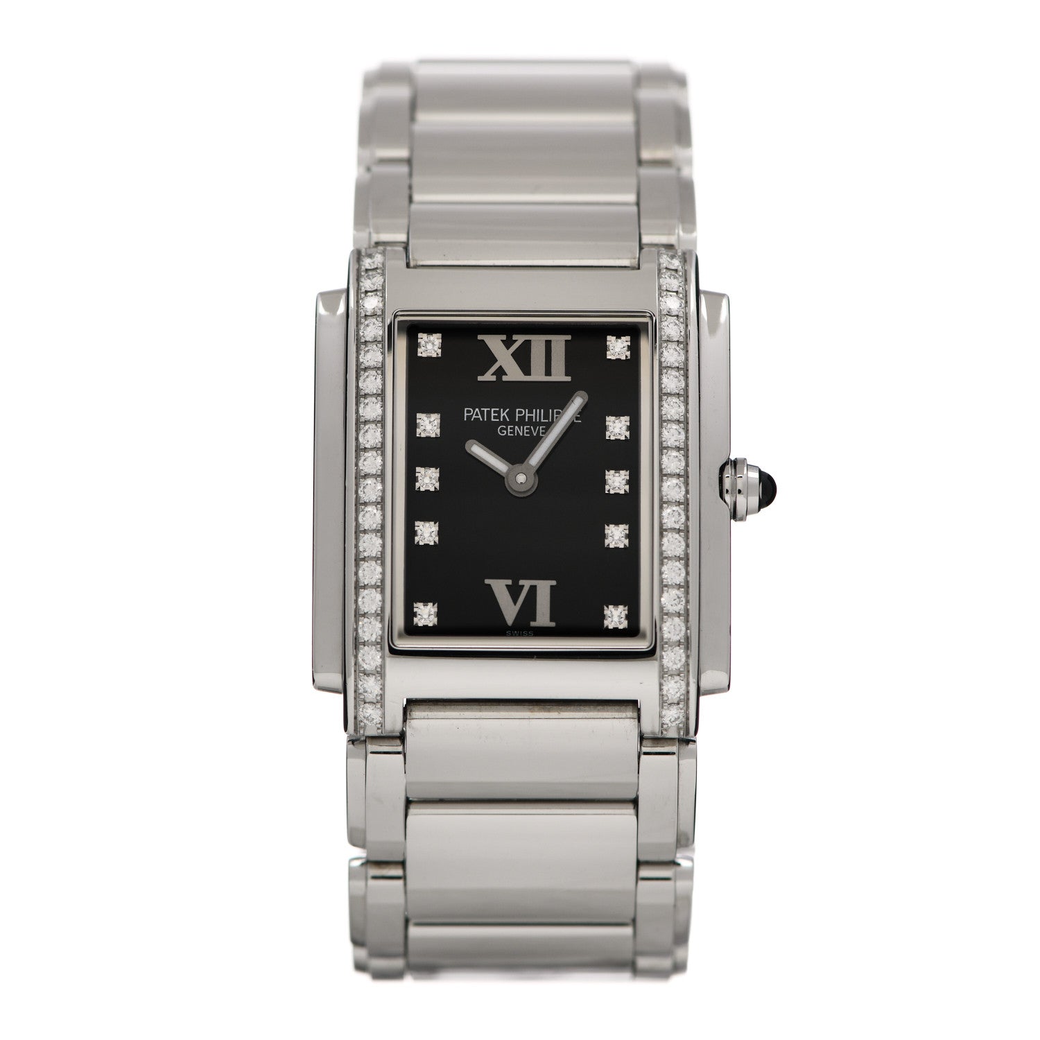 Patek Philippe Stainless Steel Diamond 25mm Twenty-4 Quartz Watch Black 4910/10A-001 1 of 5