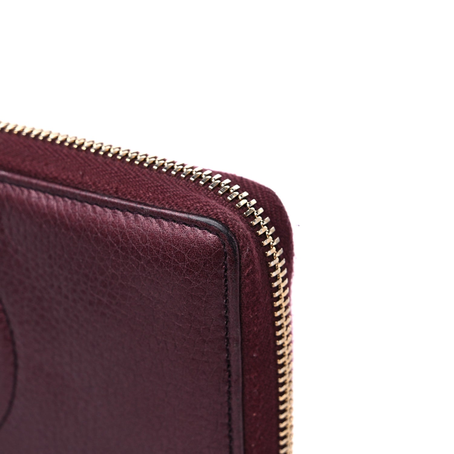Gucci Metallic Cellarius Calfskin Soho Zip Around Wallet Classic Burgundy 10 of 11