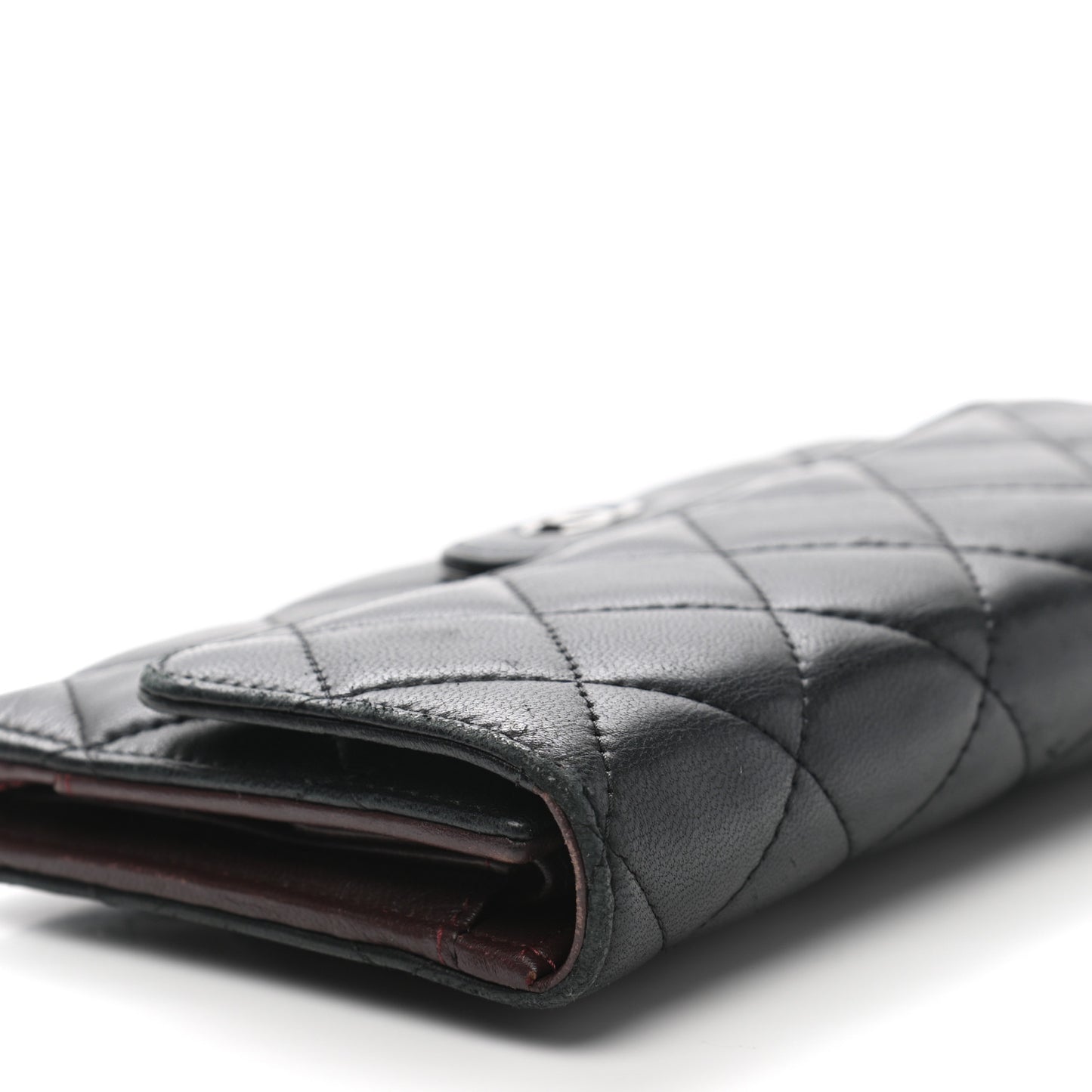Lambskin Quilted Large Flap Wallet Black