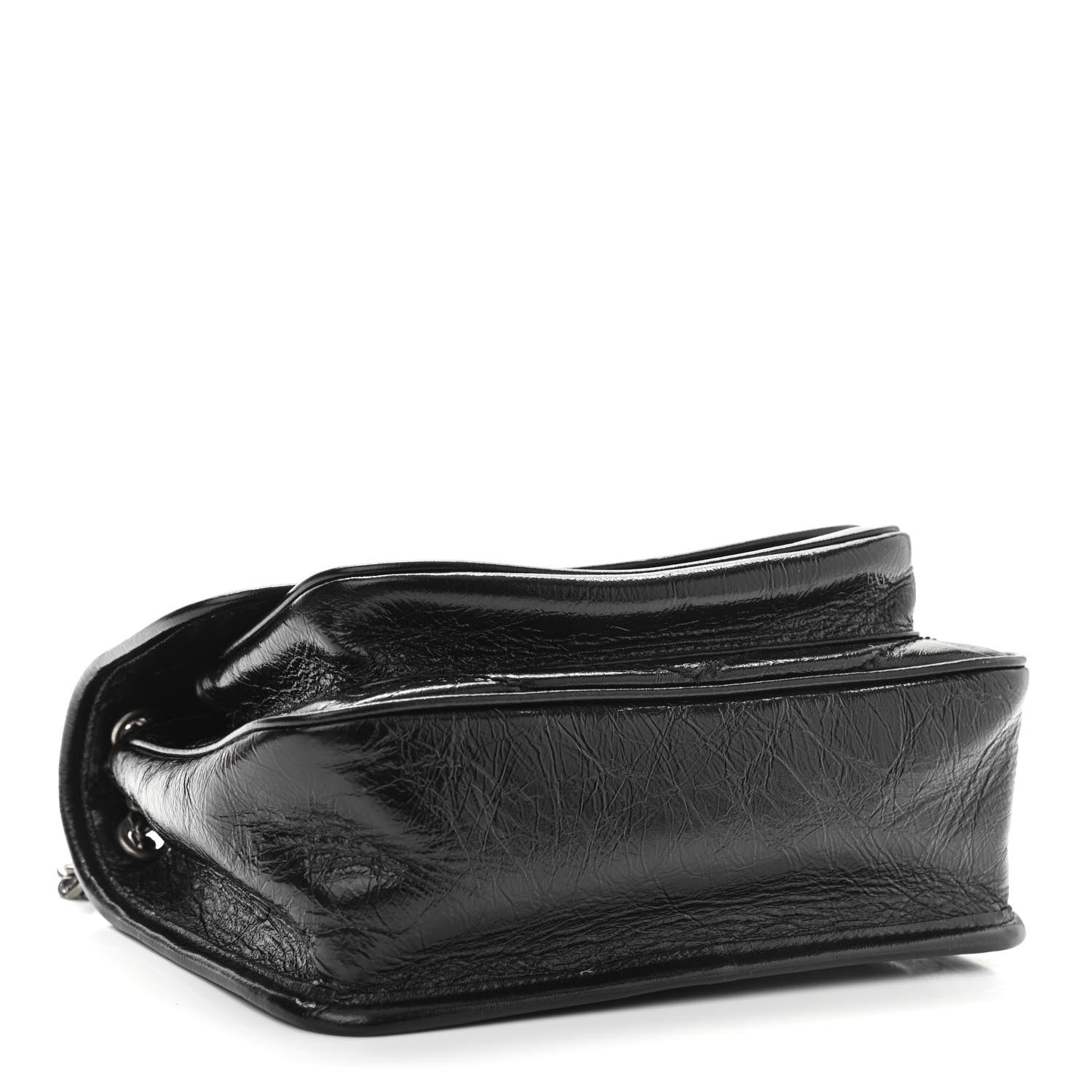 Saint Laurent Crinkled Calfskin Matelasse Monogram Baby Niki Chain Satchel Black 4 of 13