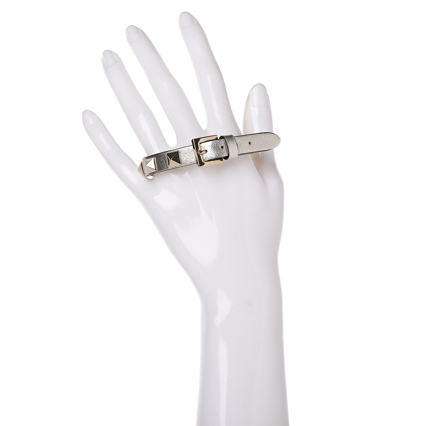 Metallic Vitello Rockstud Bracelet Gold