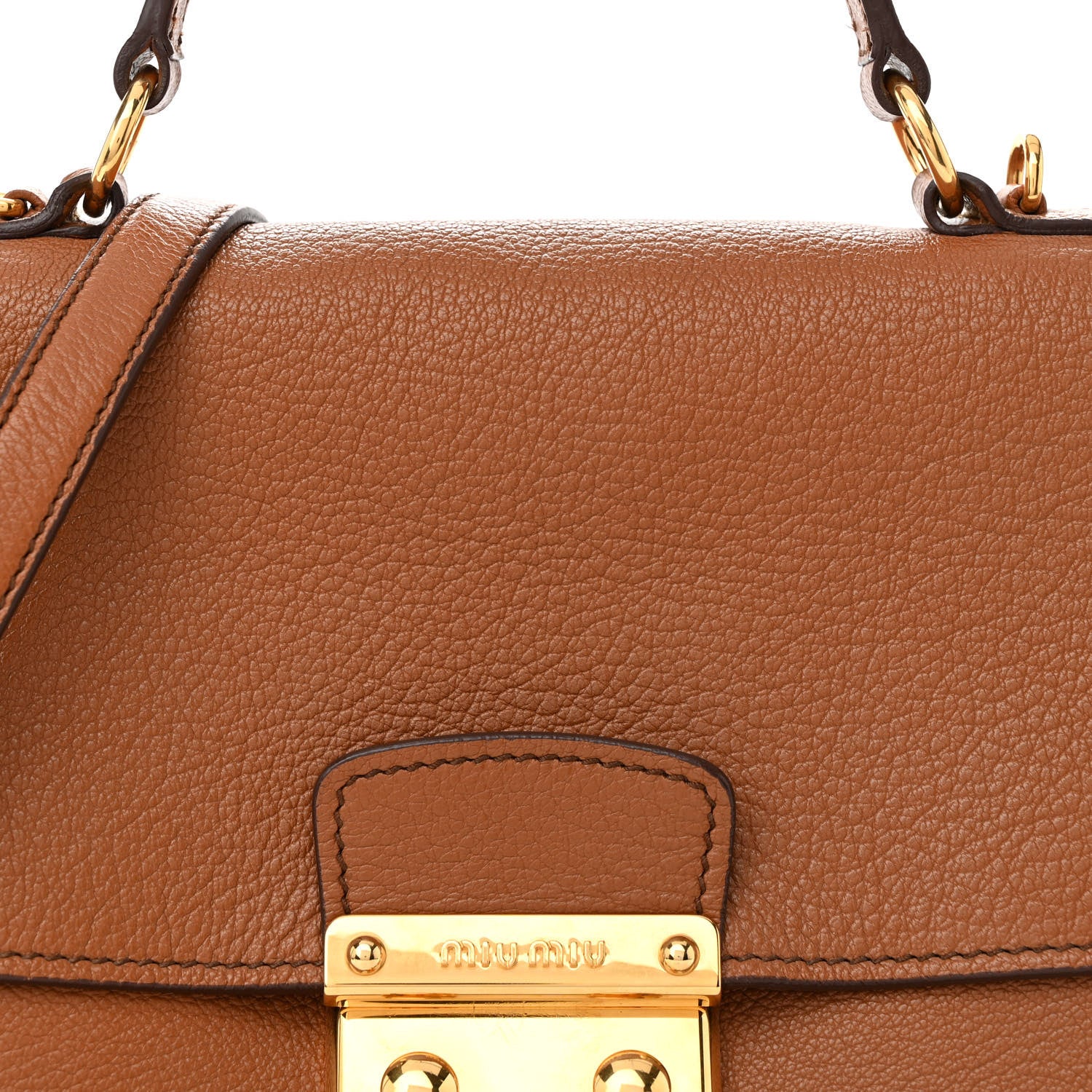 Miu Miu Goatskin Madras Shoulder Bag Cuoio 7 of 16