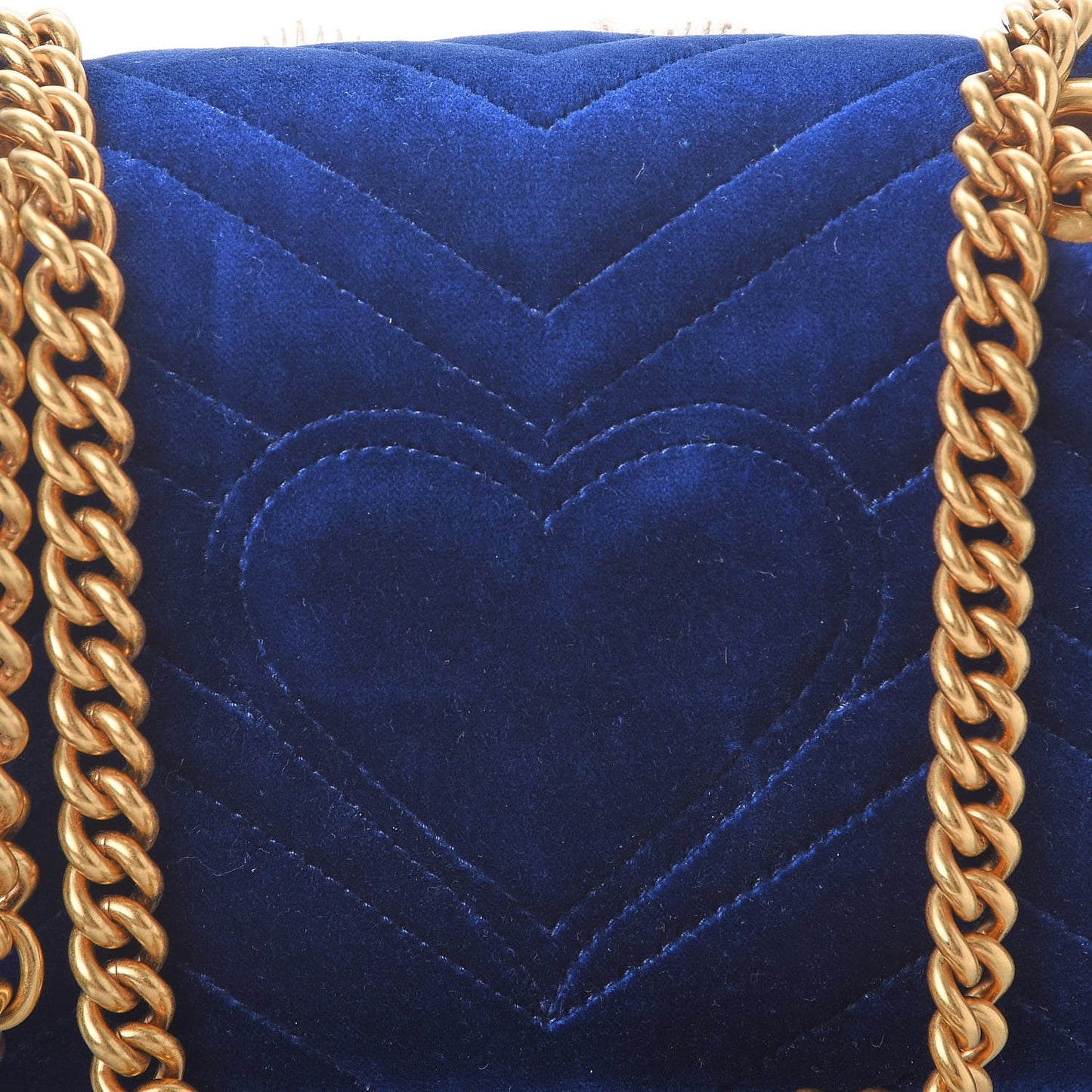 Velvet Matelasse Embroidered Mini GG Marmont Shoulder Bag Cobalt Blue