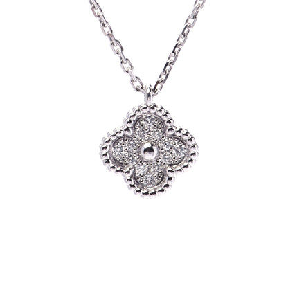 Van Cleef & Arpels 18K White Gold Diamond Sweet Alhambra Pendant Necklace 4 of 7