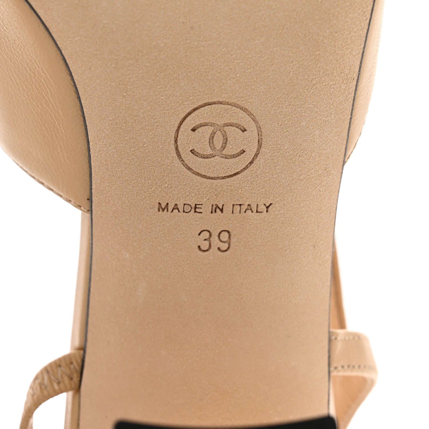 Chanel Goatskin Grosgrain Cap Toe CC Slingback Pumps 39 Beige Black 6 of 9