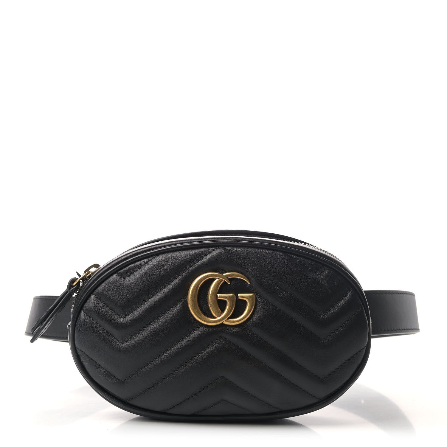 Gucci Calfskin Matelasse GG Marmont Belt Bag 85 34 Black 1 of 9