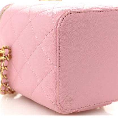 Chanel Caviar Quilted Tiny CC Vanity Case With Chain Pink 9 of 11