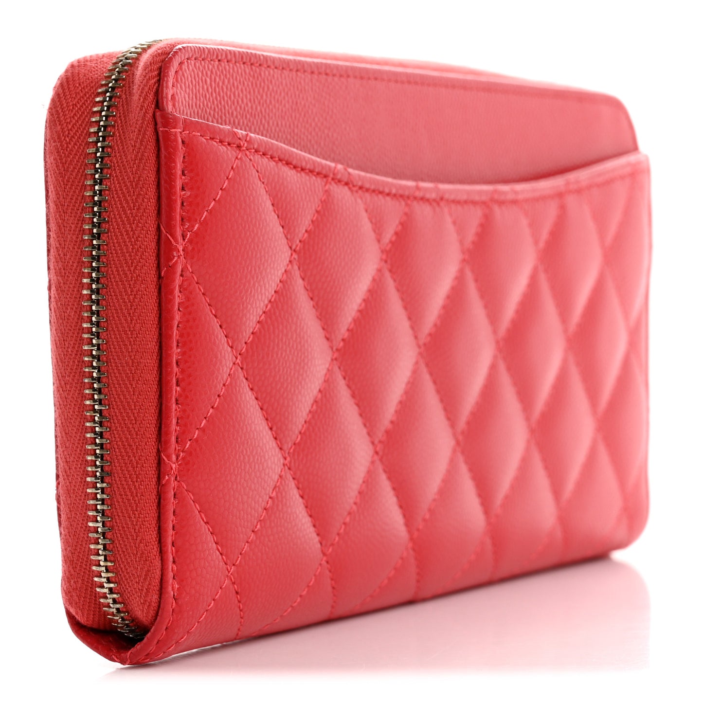 Caviar Quilted Large Gusset Zip Around Wallet Red