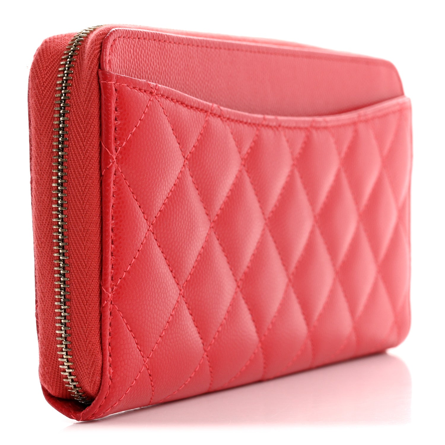 Chanel Caviar Quilted Large Gusset Zip Around Wallet Red 3 of 11
