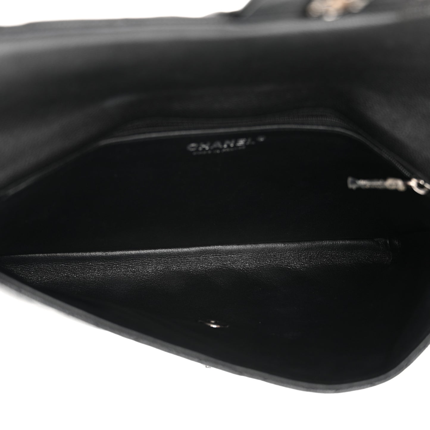 Caviar Quilted Flap Clutch Black