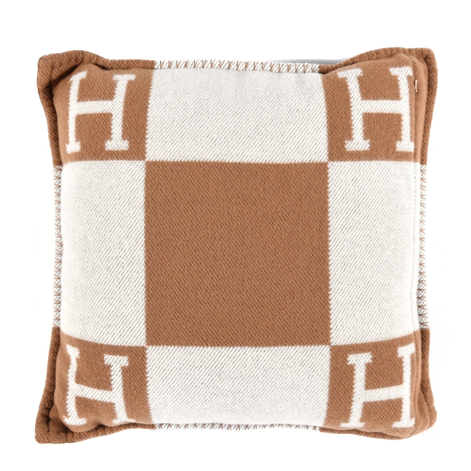Hermes Wool Cashmere Avalon Pillow PM Ecru Camel 1 of 3