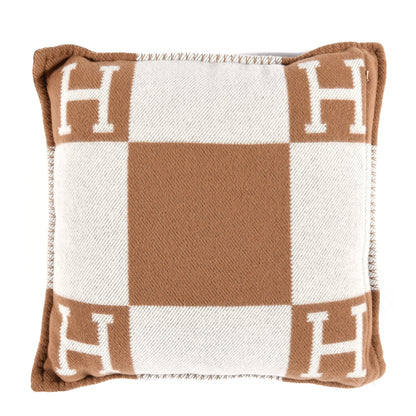 Hermes Wool Cashmere Avalon Pillow PM Ecru Camel 1 of 3