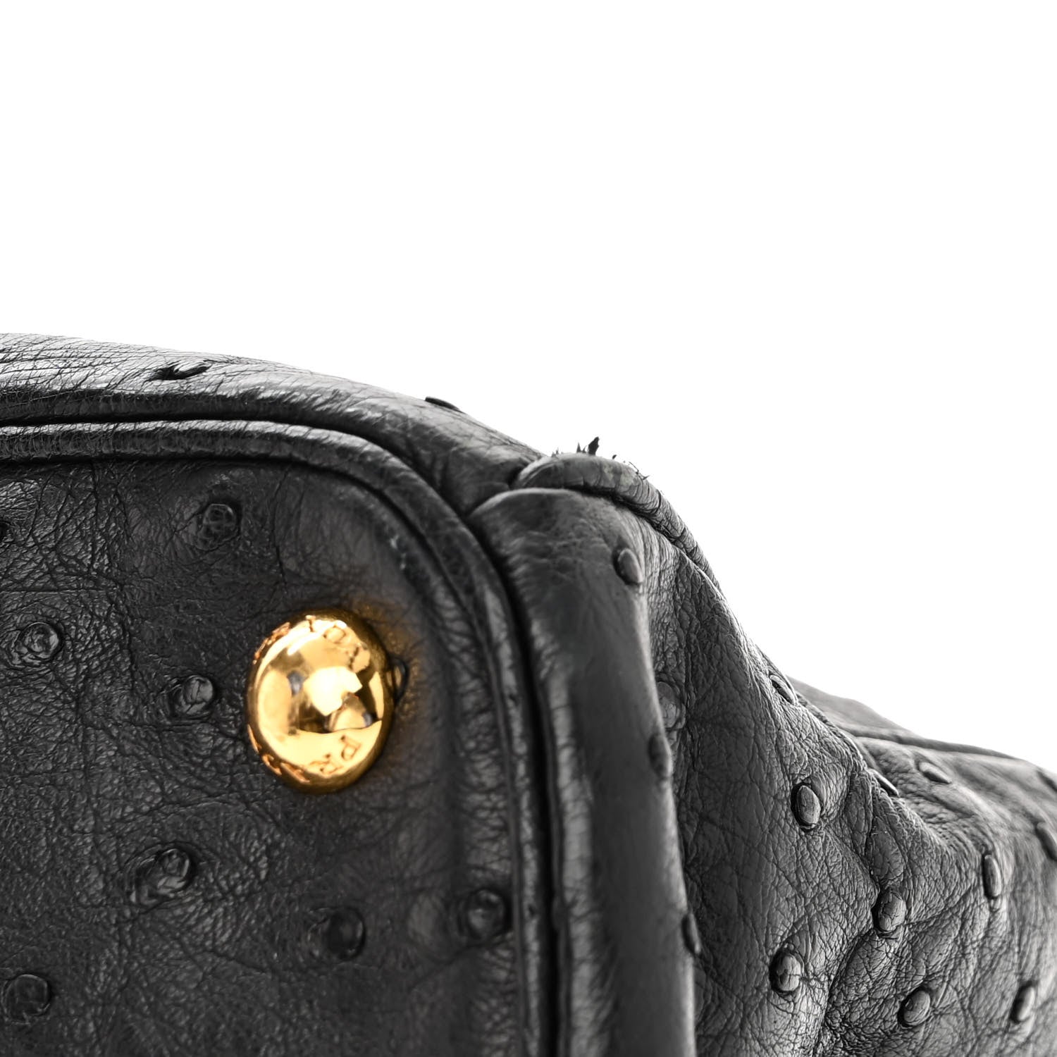 Prada Ostrich Tote Black 12 of 13