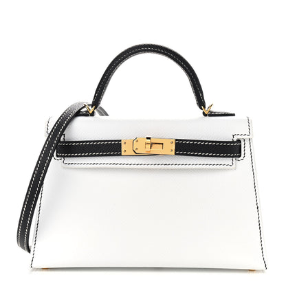 Hermes Epsom Mini Horseshoe Kelly Sellier 20 White Black 1 of 8
